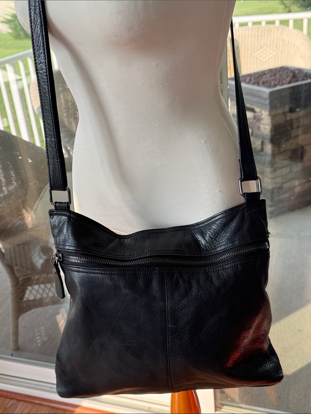 Margot Lorna Black soft buttery Leather casual style Crossbody Bag